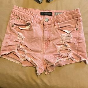 Aeropostale coral colored ripped high waisted short shorts sz 4